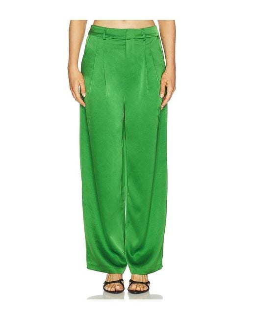 Susana Monaco Green Satin Pleated Pant