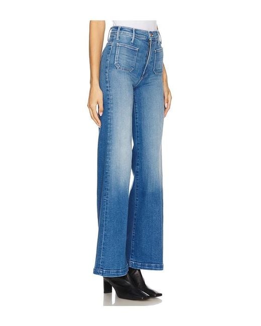 Mother Blue The Hustler Roller Patch Pocket Sneak Jeans