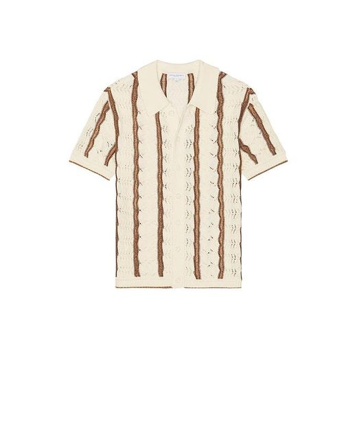 Central Park West Natural Novelty Stitch Button Down Shirt for men