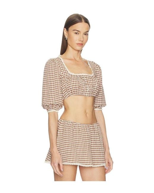 LOBA Natural Ann Gingham Top