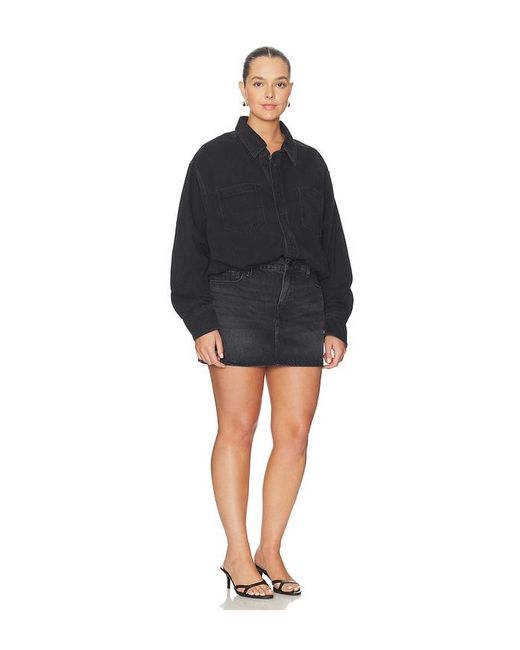 GOOD AMERICAN Black Denim Shirt Dress