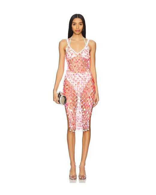 Vestido Midi Sequin Crochet En Color Rosado Talla En MILLY de color Multicolor