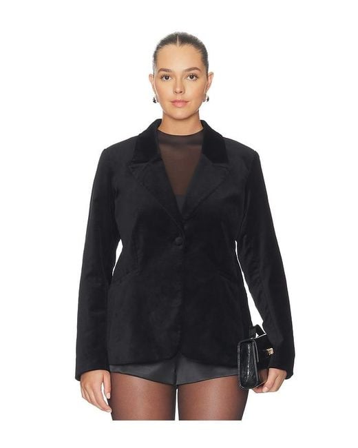 GOOD AMERICAN Black Velvet Sculpted Blazer