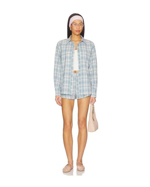 MORE TO COME Blue Thatcher Button Down Top