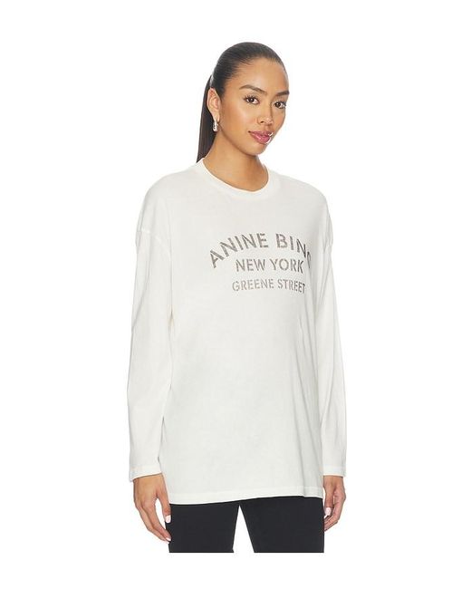 Anine Bing White Ivan Long Sleeve New York Stencil