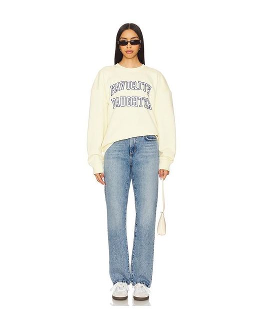 FAVORITE DAUGHTER Blue The Mikaela Low Slung Long Slim Straight Jeans