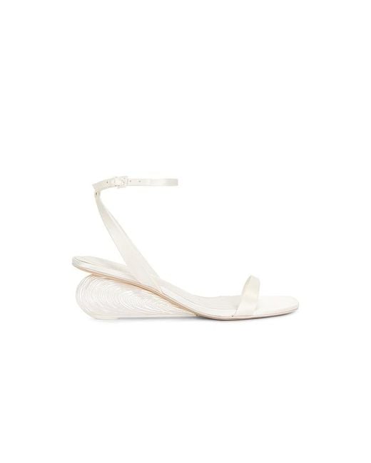 Jonathan Simkhai White Bridget Satin Oyster Shell Wedge Sandal