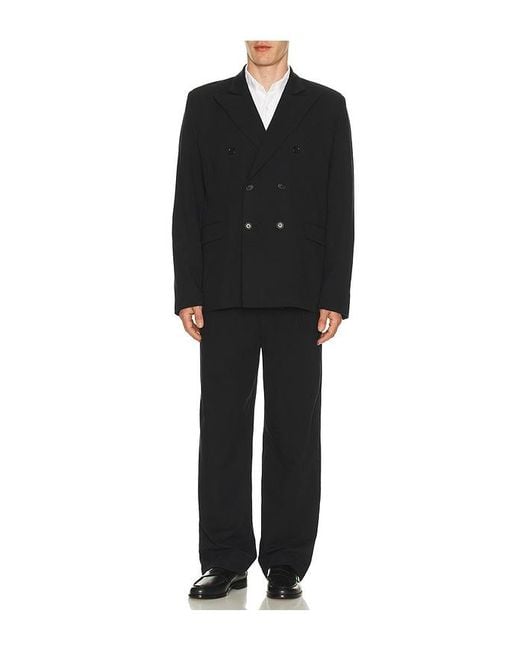 Palmes Black Wide Pleated Suit Trousers for men