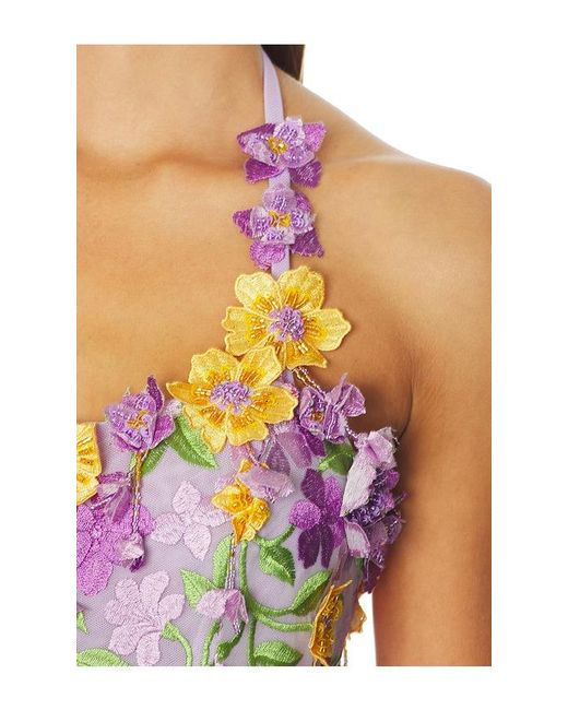 PATBO Purple Tulle Pina Embroidered Mini Dress