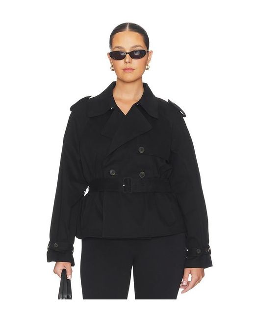 GOOD AMERICAN Black Cropped Trench Jacket