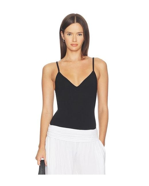 BARELOOM Black Luna Deep V Cami Bodysuit
