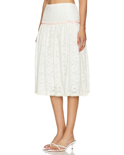 YUHAN WANG White Floral Ruched Skirt