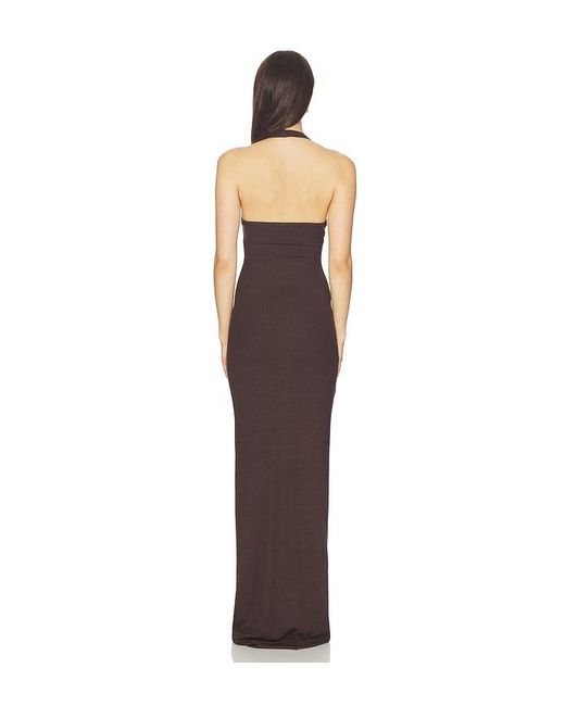 ÉTERNE Brown Halter Maxi Dress