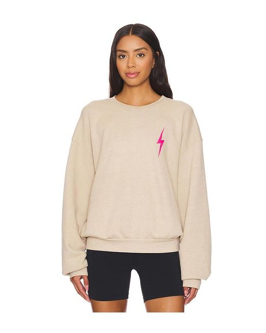 Aviator Nation Natural Bolt 2 Relaxed Crewneck Sweatshirt