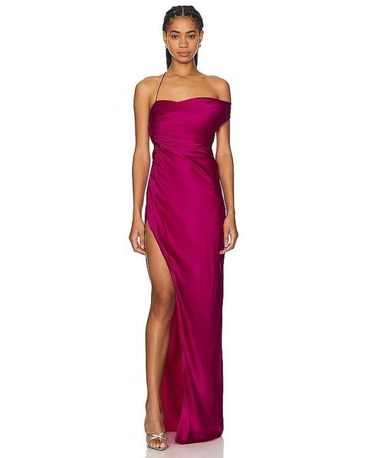 The Sei Red Asymmetrical Bardot Gown
