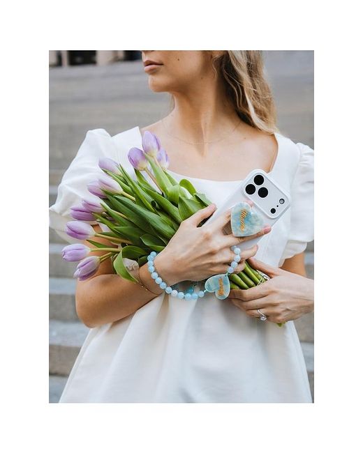 Solar Eclipse Blue Hand-Painted Mama Heart Grip Charm