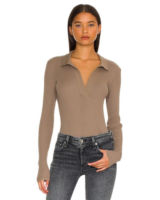 long sleeve ribbed polo top