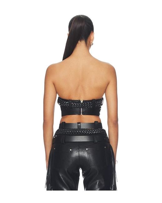 Markgong Faux Leather Floral Imprinted Tube Top With Detachable 