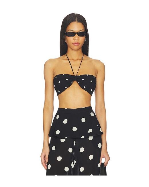 Adriana Degreas Black Polka Dot Bandeau Top