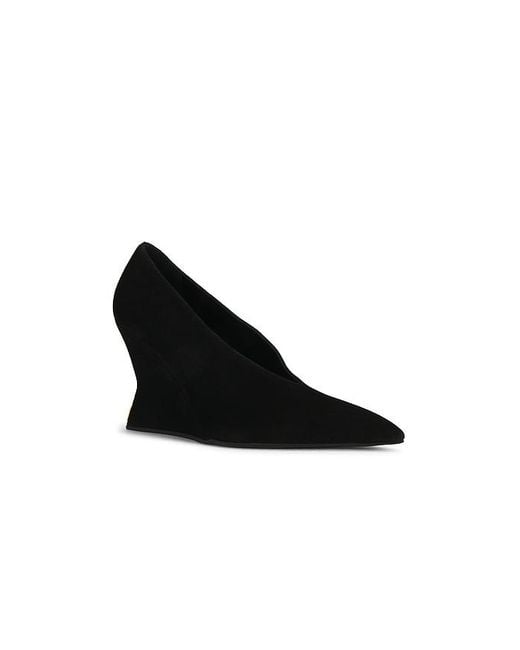 Balmain Black Suede Wedge Pump In Noir