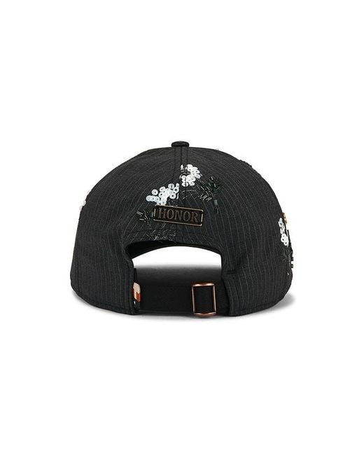 Honor The Gift Black Flowers Beaded 6 Panel Cap for men