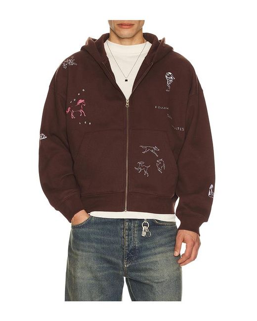 JUNGLES Brown Impules Zip Hoodie for men