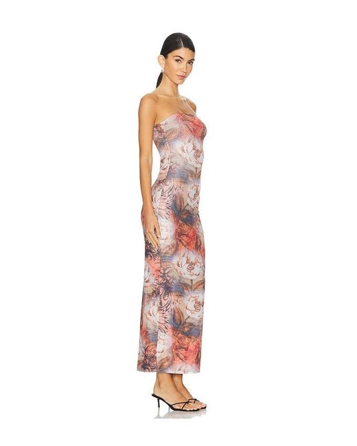 superdown Brown Gabi Semi-Sheer Mesh Maxi Dress