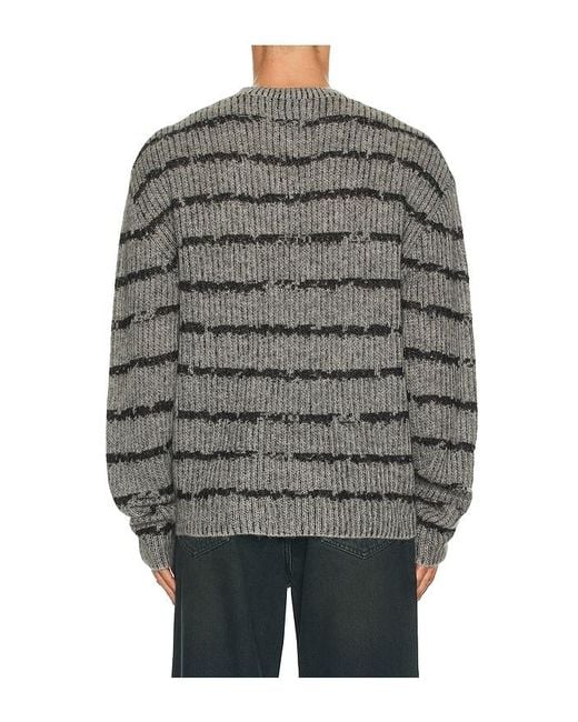 AllSaints Gray Dissolved Crew Neck Sweater for men