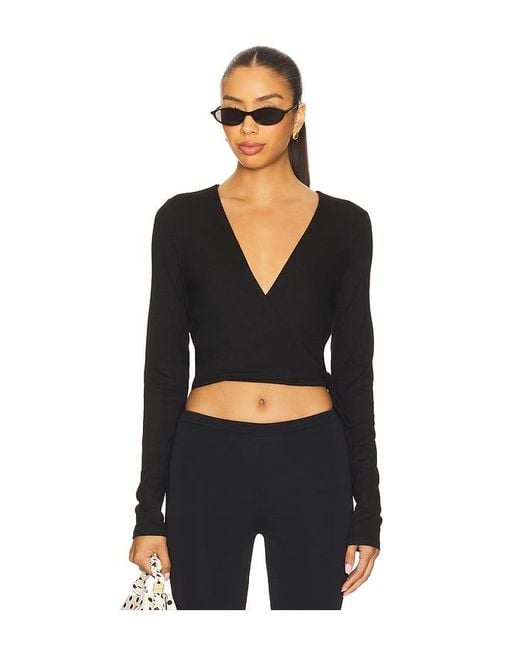 superdown Black Charlie Wrap Top