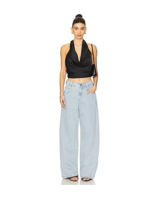 WeWoreWhat Blue Halter Cowl Neck Top