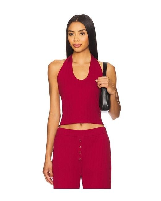 VIR VITA Red Pointelle Halter Top