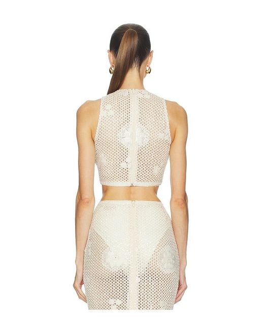 Bronx and Banco White Crochet Mila Crop Top