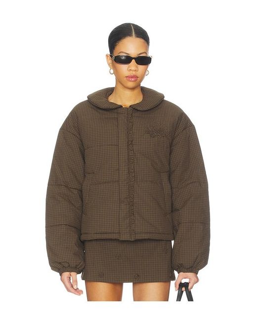 My Mum Made It Brown Rosette Puffer Jacket