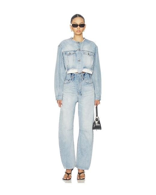 Ksubi Blue Torn Off Crop Trucker Jacket