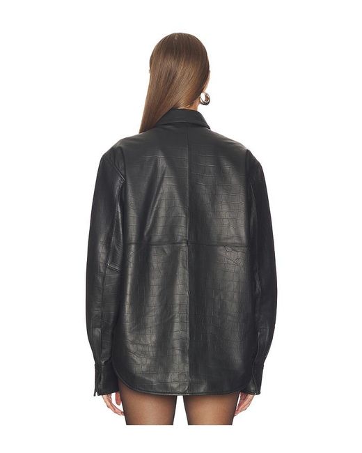 AEXAE Black Leather Croc Shirt