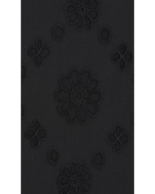 Helsa Black Eyelet Column Midi Skirt