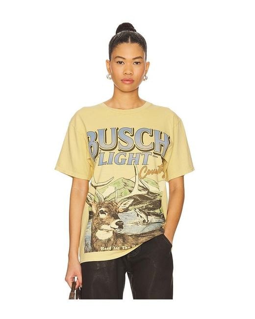 Junk Food Yellow Busch Light Deer Tee for men