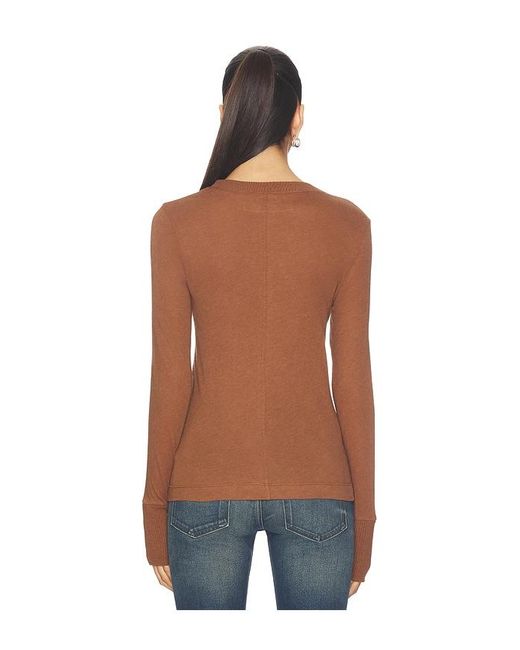 Enza Costa Blue Cashmere Easy Cuffed Crew Top