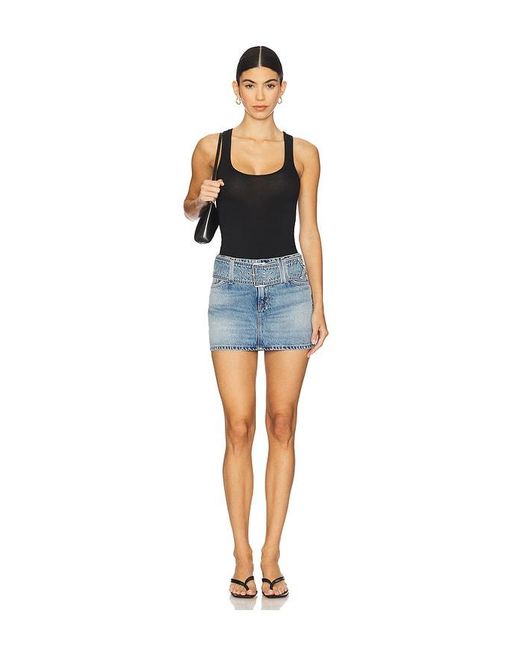 GRLFRND Blue Laurie Belted Mini Skirt
