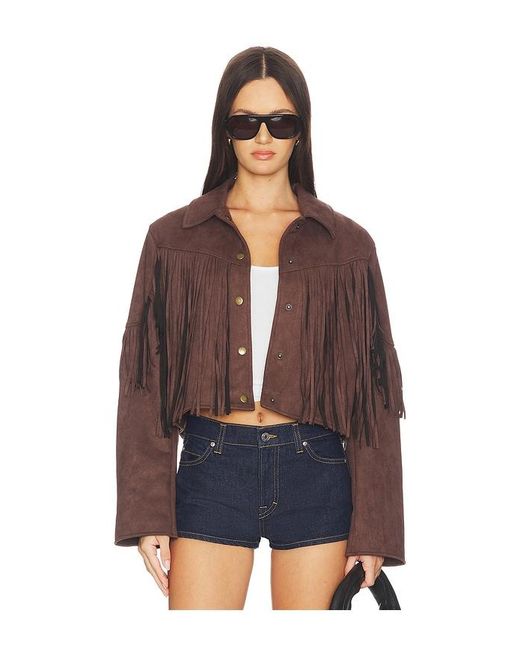 MORE TO COME Blue Baylor Fringe Faux Suede Jacket