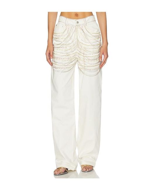 LAPOINTE White Embroidered Straight Leg Pant