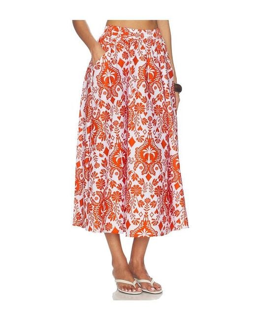 Peixoto Red Paula Midi Skirt
