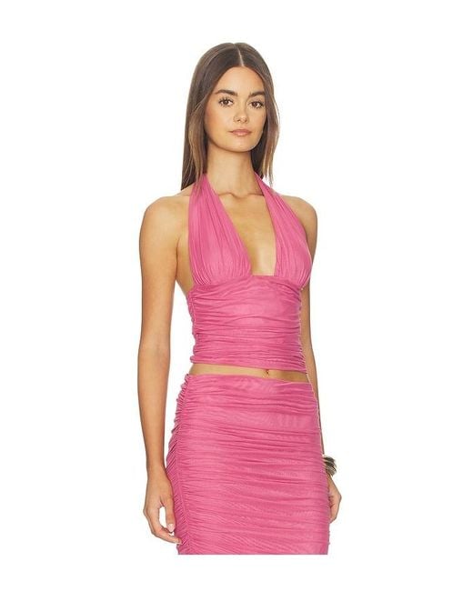 SER.O.YA Pink Bimini Mesh Halter Top