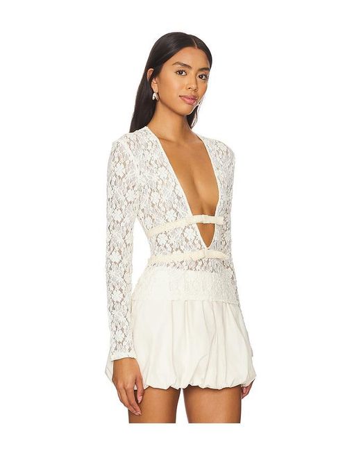 YUHAN WANG White Ribbon Tied Lace Top