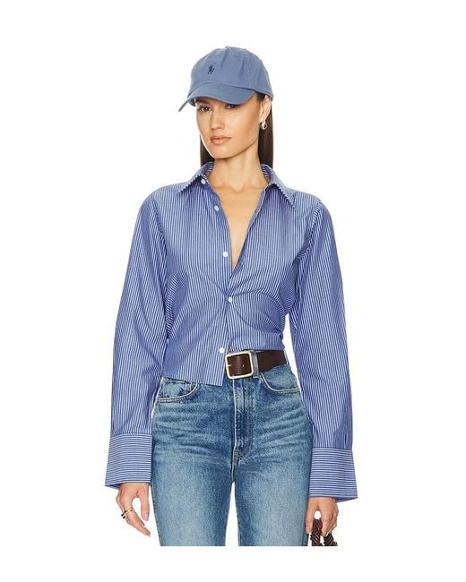 Helsa Blue Pinstripe Poplin Fitted Shirt