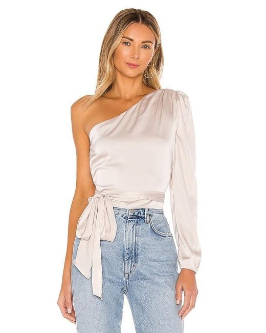 MORE TO COME White Scottie One Shoulder Top