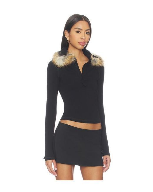 OTTOLINGER Black Furry Fitted Polo Top