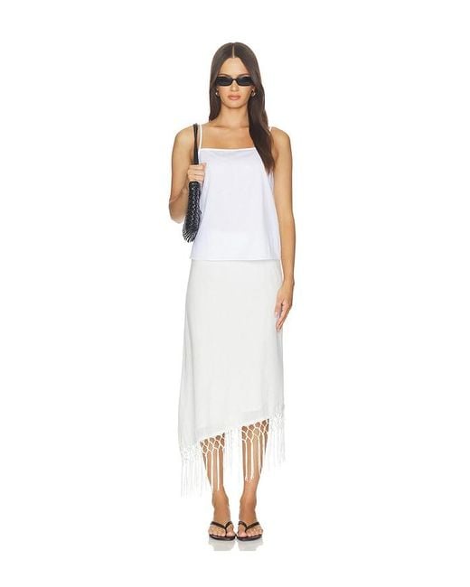 SNDY'S White Cascade Midi Skirt