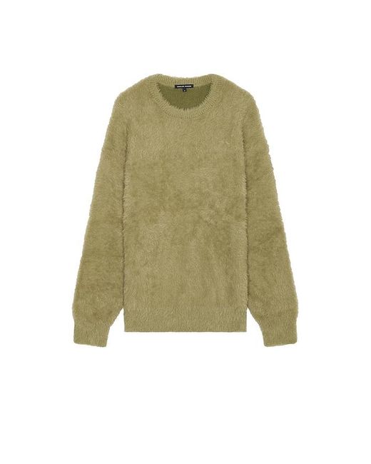 BOILER ROOM Green Shaggy Knit Crewneck Sweater for men