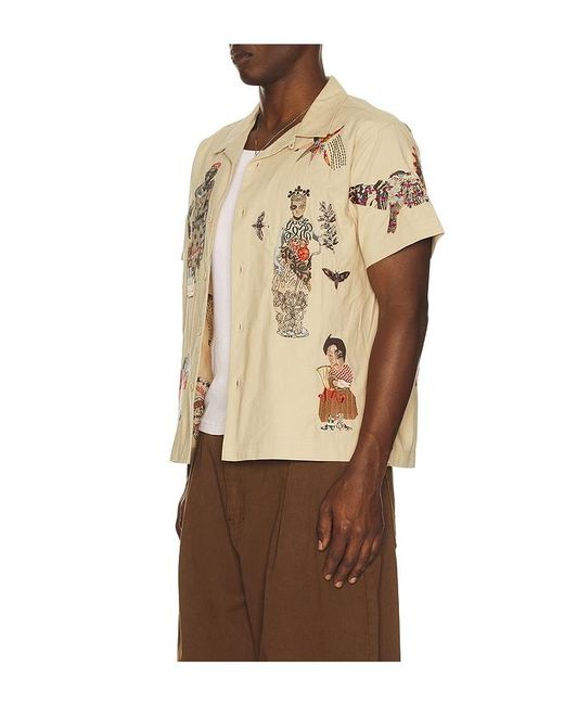 Samuel Zelig Natural Collage Camp Shirt for men